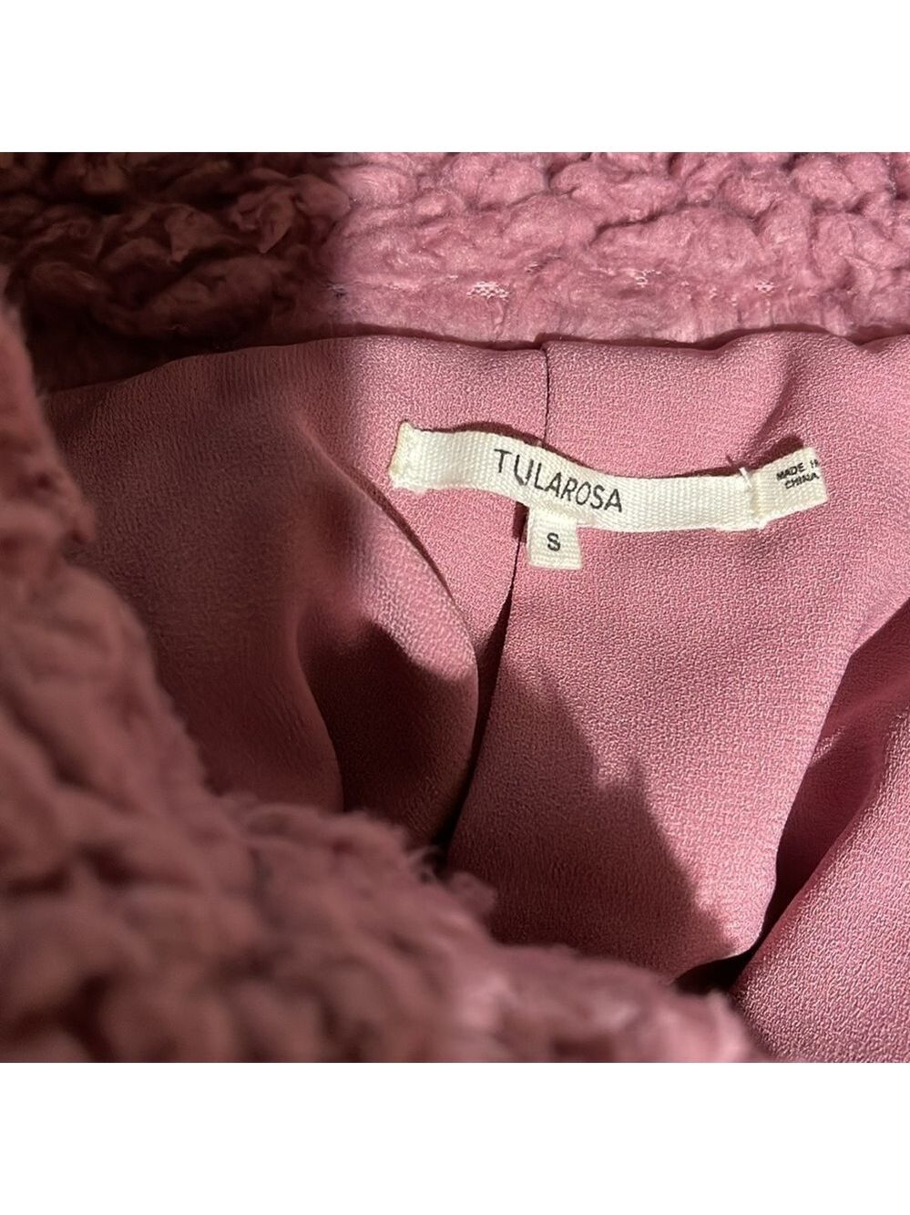 Tularosa Oversized Teddy Bomber Jacket‎ Quilted lining SZ S Pink - Picture 7 of 10